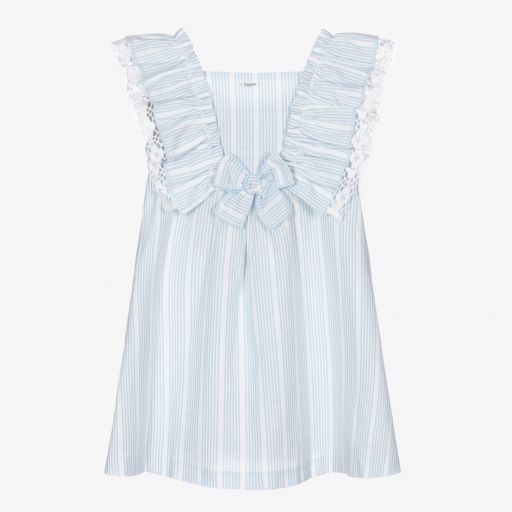 Foque-Blue & White Cotton Dress | Childrensalon Outlet