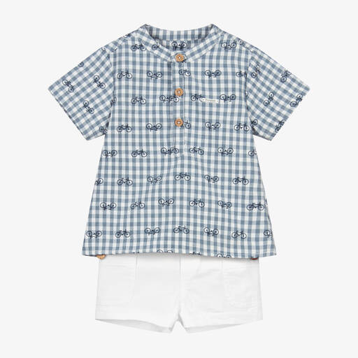 Foque-Белый топ и синие шорты из хлопка | Childrensalon Outlet