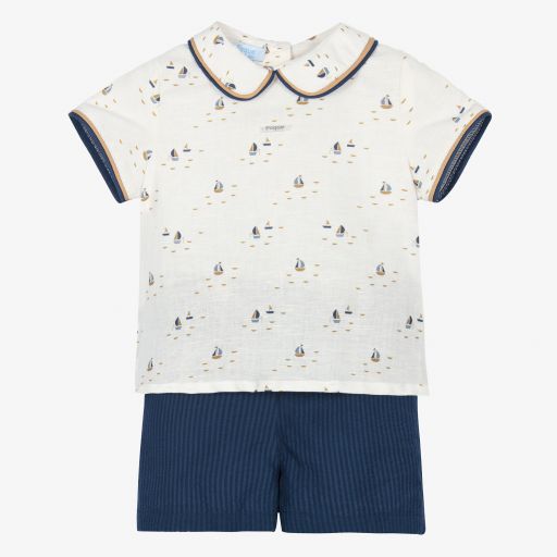Foque-Blaues Shorts-Set mit Booten (J)  | Childrensalon Outlet