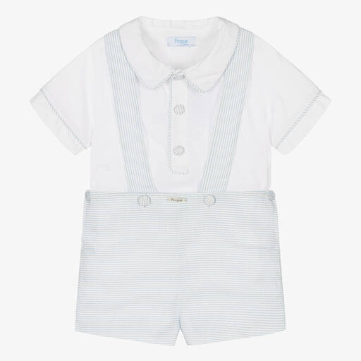 Foque-Ensemble short bleu coton et lin | Childrensalon Outlet