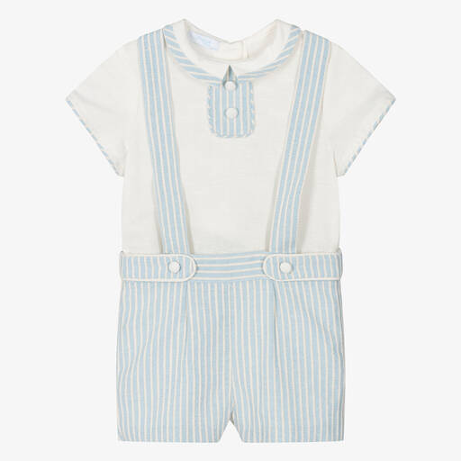 Foque-Boys Blue Cotton & Linen Shorts Set | Childrensalon Outlet
