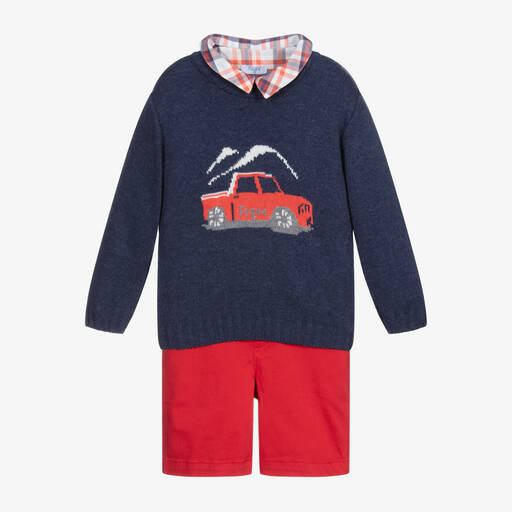Foque-Комплект с синим топом и красными шортами для мальчиков | Childrensalon Outlet