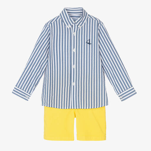 Foque-Ensemble short coton jaune et bleu | Childrensalon Outlet