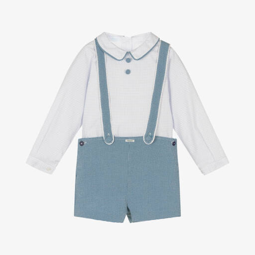 Foque-Boys Checked Blue Shorts Ensemble | Childrensalon Outlet