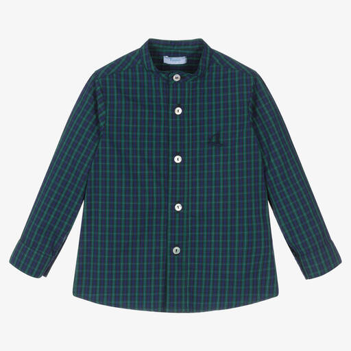 Foque-Boys Green & Blue Cotton Check Shirt | Childrensalon Outlet