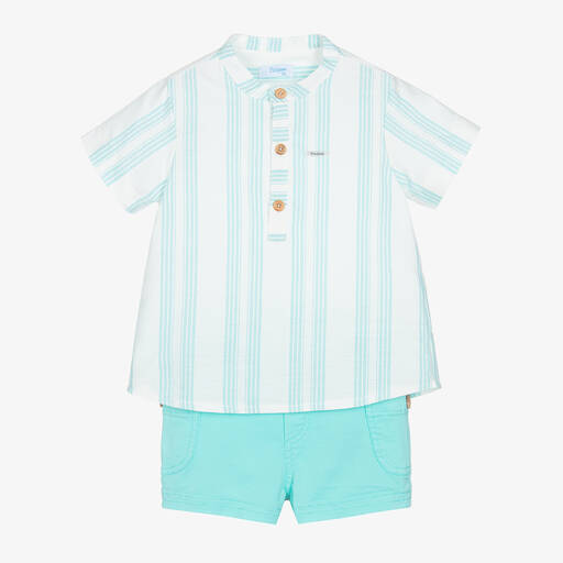 Foque-Boys Ivory & Blue Striped Shorts Set | Childrensalon Outlet