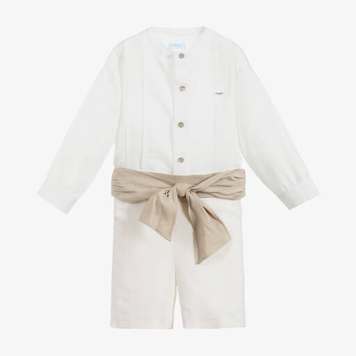 Foque-Boys Ivory Cotton Shorts Set | Childrensalon Outlet