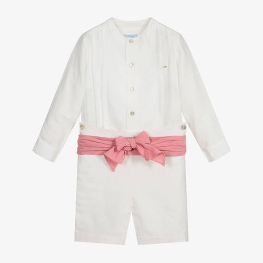 Foque-Boys Ivory & Pink Shorts Set  | Childrensalon Outlet