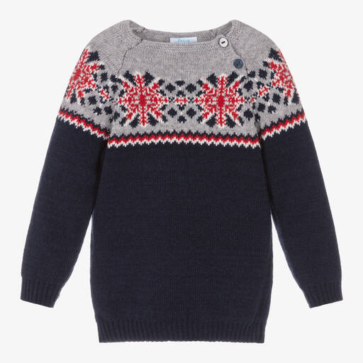 Foque-Синий вязаный свитер с узором фэр-айл | Childrensalon Outlet