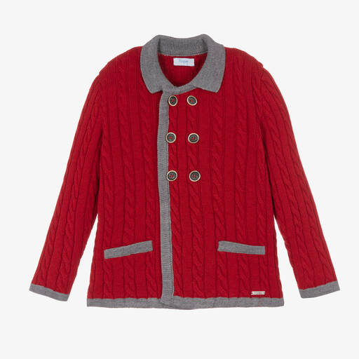 Foque-Boys Red Cable Knit Cardigan | Childrensalon Outlet
