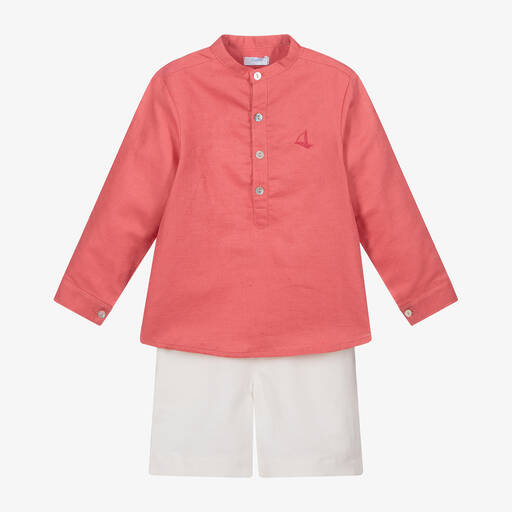 Foque-Boys Red & Ivory Shorts Set | Childrensalon Outlet