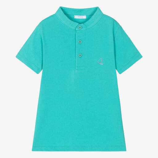 Foque-Boys Turquoise Blue Cotton Polo Shirt | Childrensalon Outlet