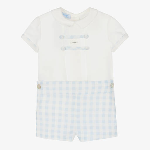 Foque-Ensemble short bleu blanc carreaux | Childrensalon Outlet