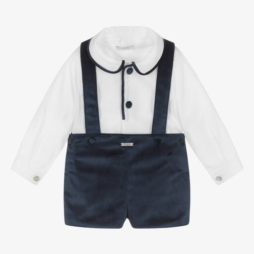 Foque-Boys White & Blue Shorts Set | Childrensalon Outlet