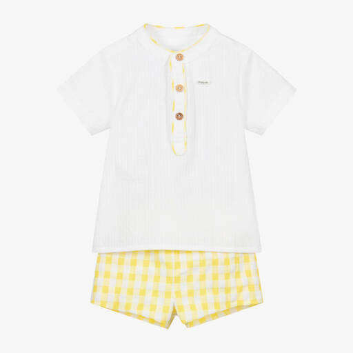 Foque-Ensemble short blanc et jaune Garçon | Childrensalon Outlet