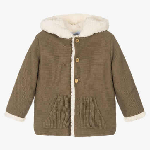 Foque-Brown Knitted Hooded Coat | Childrensalon Outlet