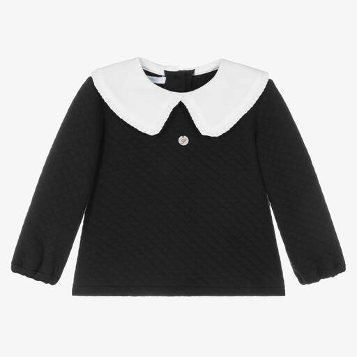 Foque-Sweat-shirt noir en coton fille | Childrensalon Outlet