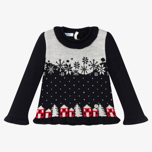 Foque-Pull de Noël bleu fille | Childrensalon Outlet