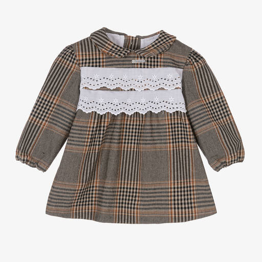 Foque-Girls Brown Check Dress  | Childrensalon Outlet