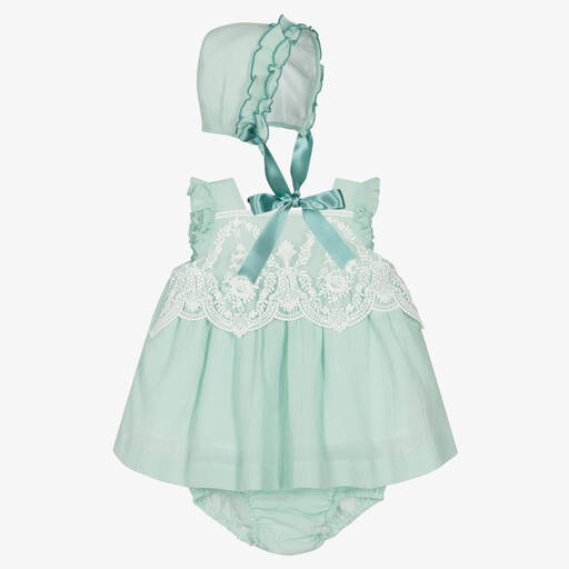 Foque-طقم فستان أطفال بناتي قطن لون أخضر | Childrensalon Outlet