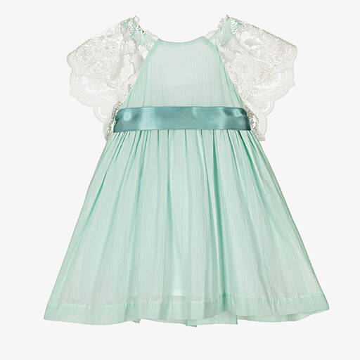 Foque-Robe verte en coton et dentelle | Childrensalon Outlet