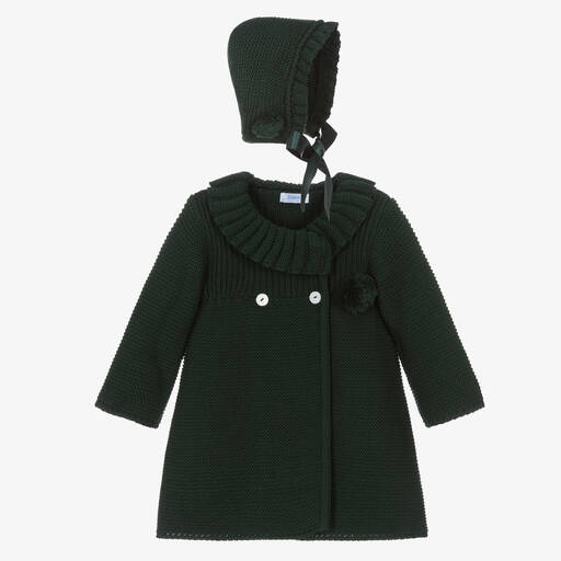 Foque-Зеленое трикотажное пальто и чепчик | Childrensalon Outlet