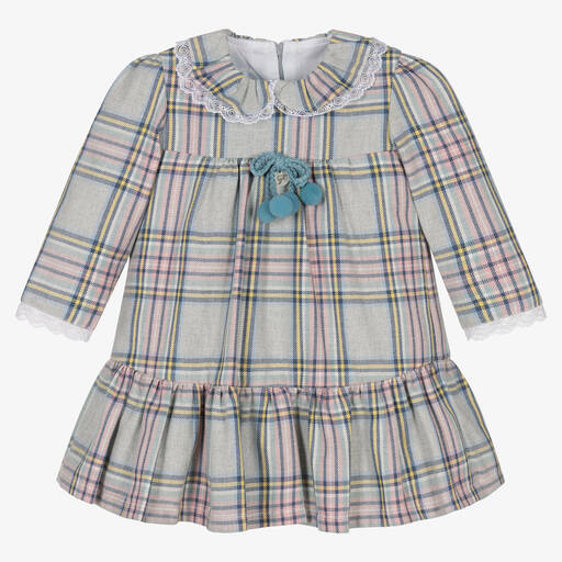 Foque-فستان قطن تويل كاروهات لون رمادي | Childrensalon Outlet