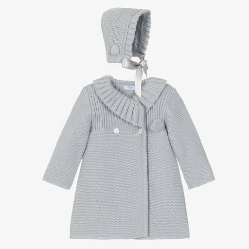 Foque-Girls Grey Knitted Coat Set | Childrensalon Outlet