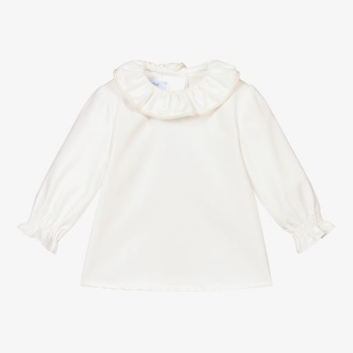 Foque-Girls Ivory Ruffle Blouse  | Childrensalon Outlet