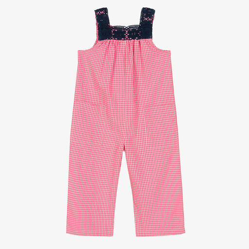 Foque-Girls Pink & Blue Gingham Jumpsuit | Childrensalon Outlet