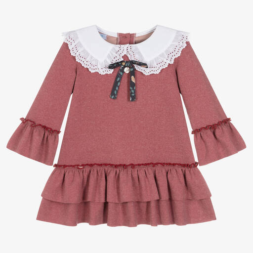 Foque-Розовое платье с большим воротником для девочек | Childrensalon Outlet