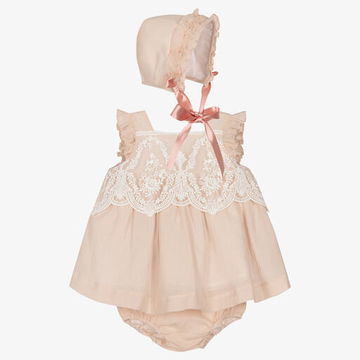 Foque-Girls Pink Cotton Dress Set | Childrensalon Outlet