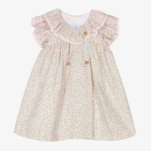 Foque-Розовое хлопковое платье в цветочек | Childrensalon Outlet