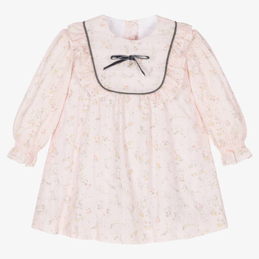 Foque-Girls Pink Floral Cotton Dress | Childrensalon Outlet