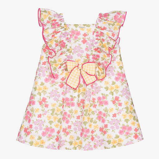 Foque-Girls Pink Floral Print Dress | Childrensalon Outlet