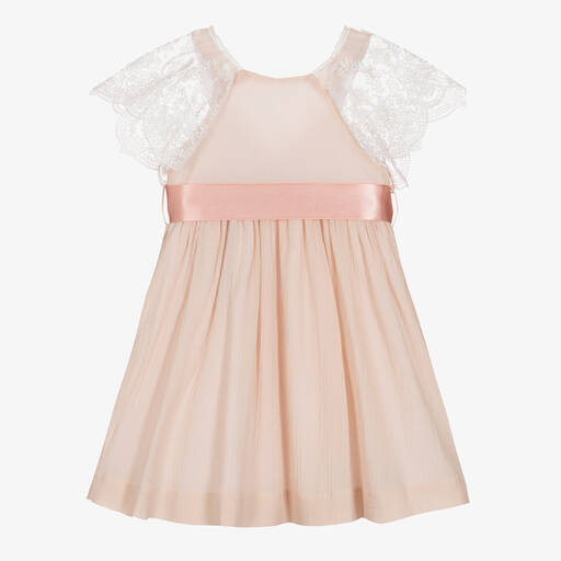 Foque-Girls Pink Flutter Lace Dress | Childrensalon Outlet