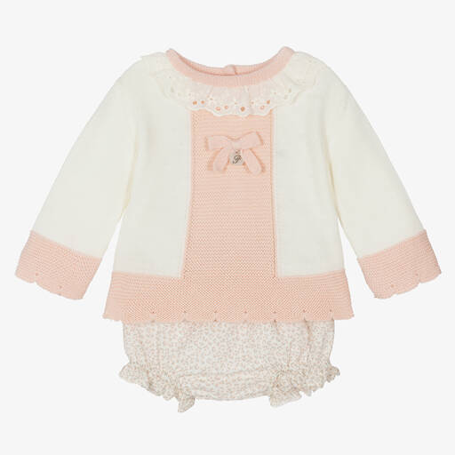 Foque-Girls Pink & Ivory Cherry Shorts Set | Childrensalon Outlet