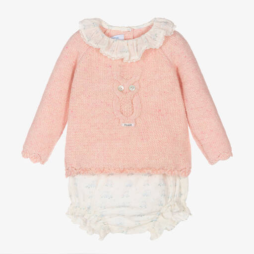 Foque-Eulen-Top & Shorts Rosa & Elfenbein | Childrensalon Outlet