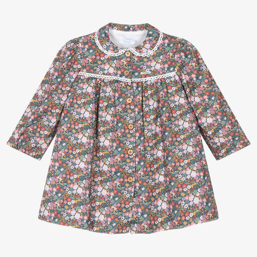 Foque-Girls Pink & Purple Floral Cotton Dress | Childrensalon Outlet