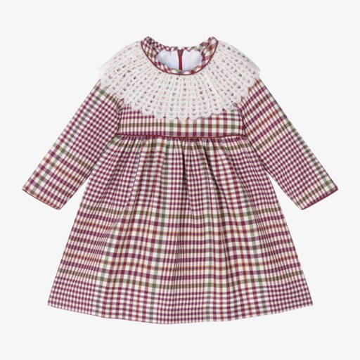 Foque-Girls Plaid Knit Collar Dress | Childrensalon Outlet