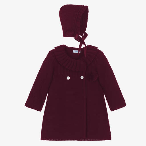 Foque-Фиолетовое трикотажное пальто и чепчик | Childrensalon Outlet