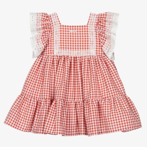 Foque-Girls Red Gingham Dress | Childrensalon Outlet