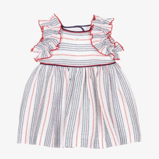 Foque-Girls White & Red Cotton Dress | Childrensalon Outlet