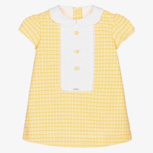 Foque-فستان قطن لون أصفر وأبيض | Childrensalon Outlet