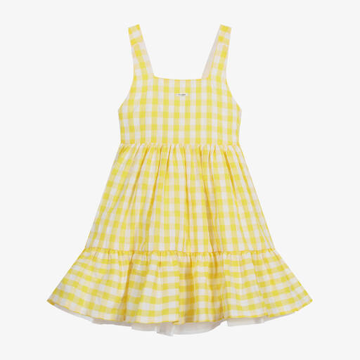 Foque-Girls Yellow Gingham Dress  | Childrensalon Outlet