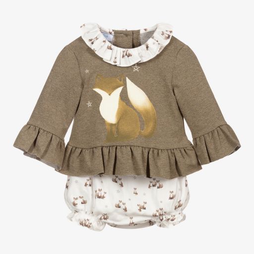 Foque-Green & Ivory Fox Shorts Set | Childrensalon Outlet