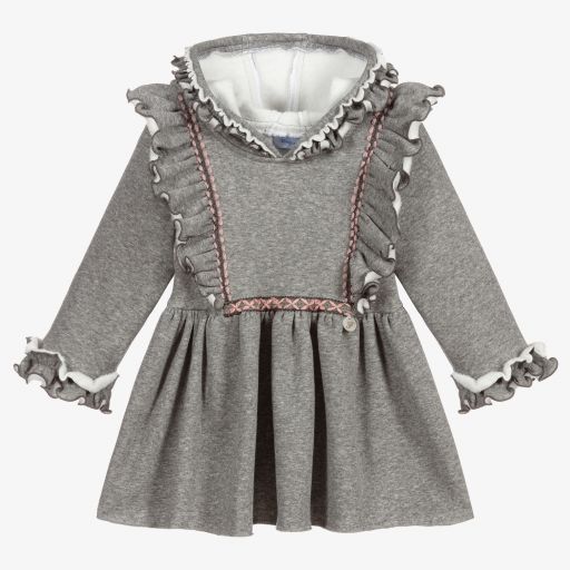 Foque-Grey Jersey Hooded Dress  | Childrensalon Outlet