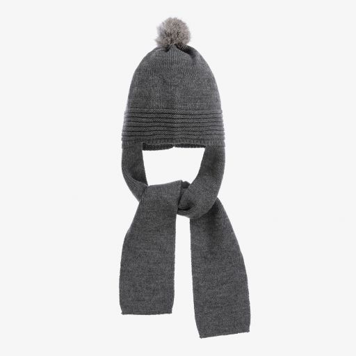 Foque-Grey Knitted Pom-Pom Hat | Childrensalon Outlet