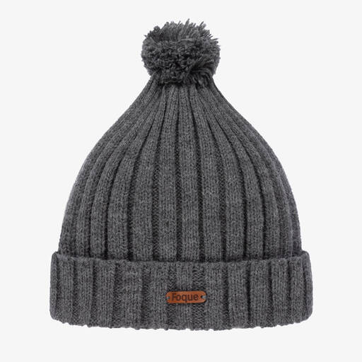 Foque-Bonnet gris en maille à pompon | Childrensalon Outlet