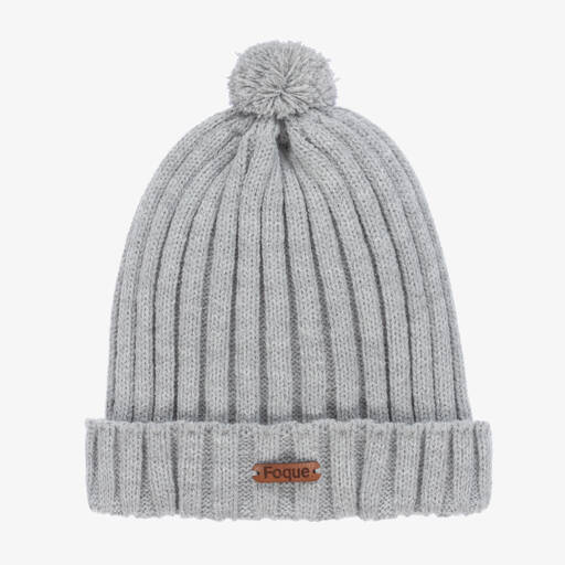 Foque-Grey Knitted Pom-Pom Hat | Childrensalon Outlet